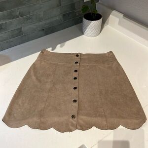 Suede Scalloped Skirt